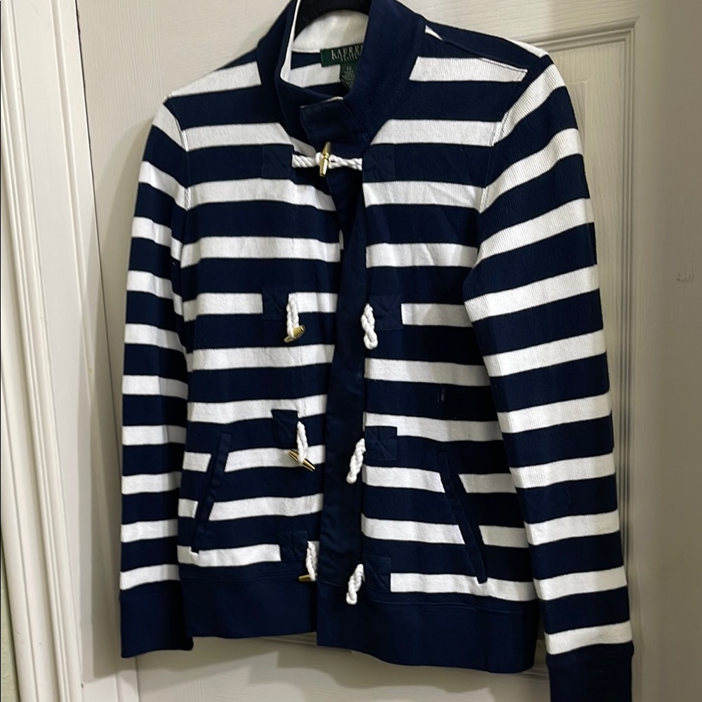Ralph Lauren Navy and White Striped Women's Jacket, size PS but also fits a M